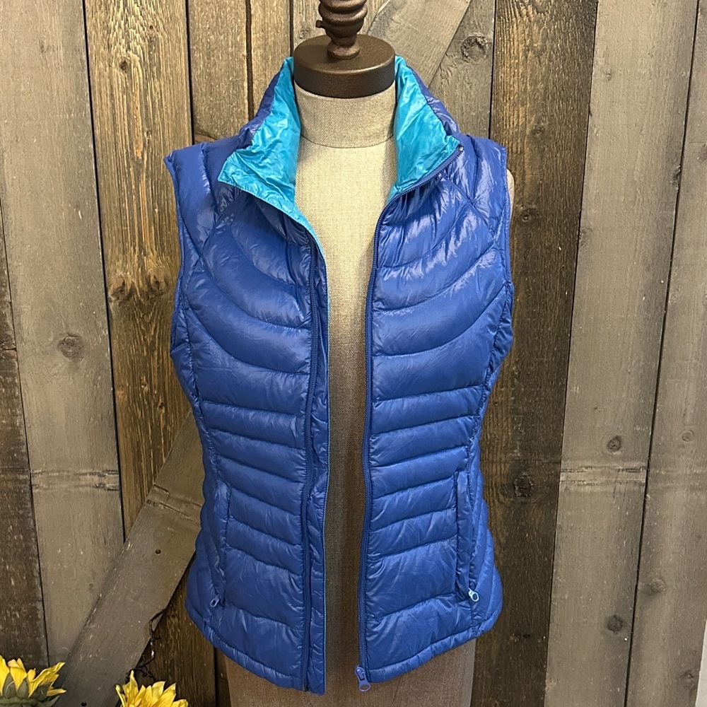 Bernardo Goose Down Lightweight Travel Puffer Vest Blue Fall Winter Small